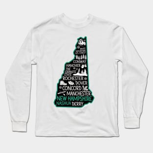 New Hampshire Nashua cute map Conway Hanover Rochester Dover Manchester The Granite State Long Sleeve T-Shirt